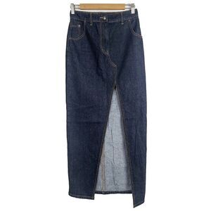 NEW Lioness Denim Jean Skirt XS Blue Dark Wash High Slit Straight Maxi‎